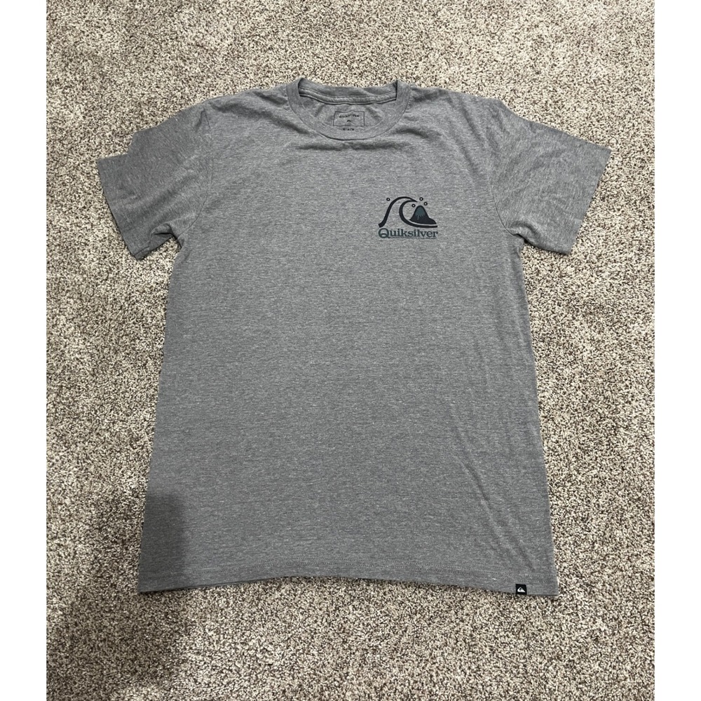 Quiksilver Mens Heather Gray Graphic Logo Surf T-Shirt Regular Fit Size Medium
